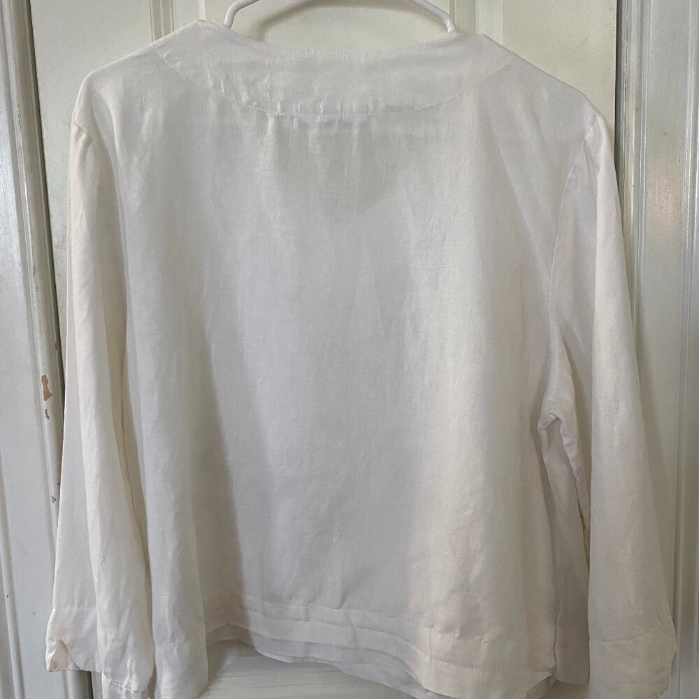 bryn Walker White Wrap-Style Linen Blend Blouse - Picture 5 of 8
